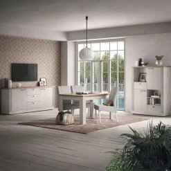 Garnero Arredamenti Madie Moderne|Madie Moderne-Madia 211x88h cm 2 ante 3 cassetti rovere bianco frassinato Armonia