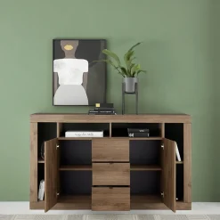 Garnero Arredamenti Madie Moderne|Madie Moderne-Madia 172x102h cm 2 ante 3 cassetti moderna rovere scuro Trilogy