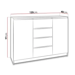 Garnero Arredamenti Madie Moderne|Madie Moderne-Madia 120x97h cm 2 ante 4 cassetti  moderna bianco Velsen