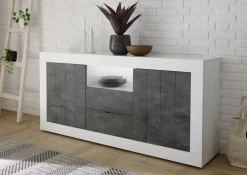 Garnero Arredamenti Credenze Moderne|Madie Moderne-Madia 184x86h cm 2 ante 2 cassetti bianco lucido ossido Florena Ossido - Bianco Lucido