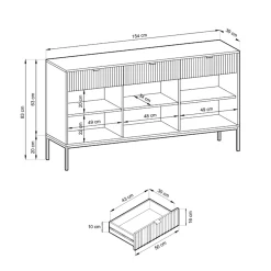 Garnero Arredamenti Credenze Moderne|Madie Moderne-Madia 154x83h cm 3 ante 3 cassetti moderna Alisa Beige