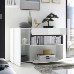 Garnero Arredamenti Credenze Moderne|Madie Moderne-Madia 130x82h cm 2 ante 1 cassetto moderna bianco lucido Steppi