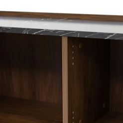 Garnero Arredamenti Madie Moderne|Madie Moderne-Madia 144x78h cm 3 ante 3 ripiani piano effetto marmo nero noce Caliva
