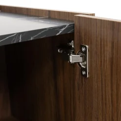 Garnero Arredamenti Madie Moderne|Madie Moderne-Madia 144x78h cm 3 ante 3 ripiani piano effetto marmo nero noce Caliva