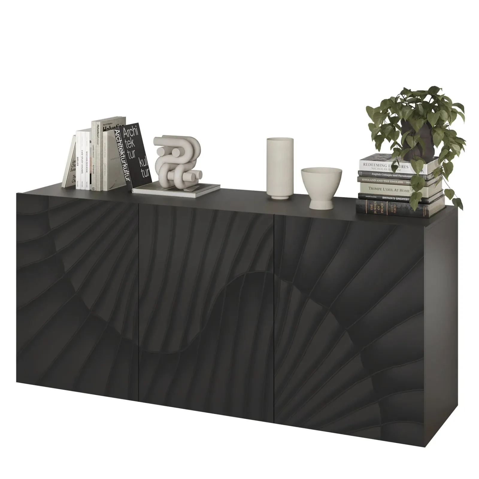 Garnero Arredamenti Madie Moderne|Madie Moderne-Madia 181x95h cm 3 ante antracite frontali serigrafati Seira