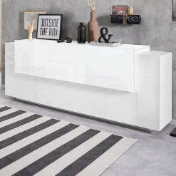 Garnero Arredamenti Madie Moderne|Madie Moderne-Madia 220x86h cm 2 ante bianco laccato Alabastro