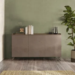 Garnero Arredamenti Credenze Moderne|Madie Moderne-Madia 181x99h cm 3 ante bronzo rovere scuro Jonson Tortora - Noce