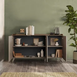 Garnero Arredamenti Credenze Moderne|Madie Moderne-Madia 181x99h cm 3 ante bronzo rovere scuro Jonson Tortora - Noce