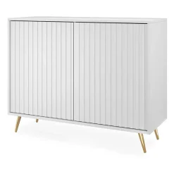 Garnero Arredamenti Credenze Moderne|Madie Moderne-Madia 104x78h cm 2 ante cannettate moderna bianco Celestia Bianco Opaco