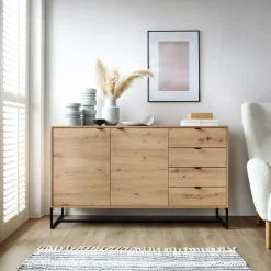 Garnero Arredamenti Madie Moderne|Madie Moderne-Madia 153x89h cm 2 ante con cassetti moderna soggiorno noce Erin