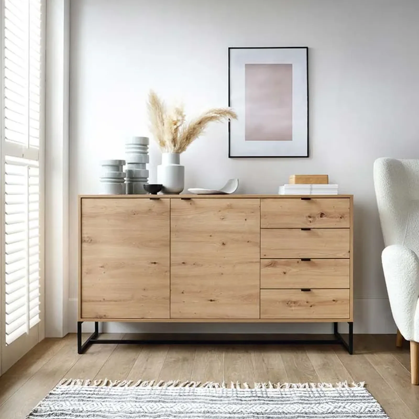 Garnero Arredamenti Madie Moderne|Madie Moderne-Madia 153x89h cm 2 ante con cassetti moderna soggiorno noce Erin