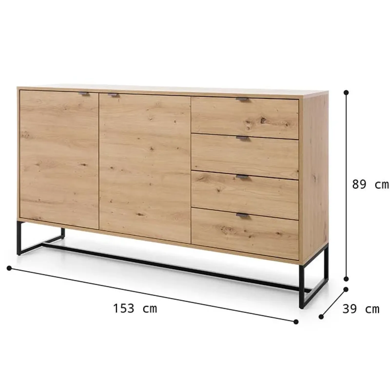 Garnero Arredamenti Madie Moderne|Madie Moderne-Madia 153x89h cm 2 ante con cassetti moderna soggiorno noce Erin