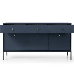 Garnero Arredamenti Madie Moderne|Madie Moderne-Madia 154x83h cm 3 ante con cassetti moderna notte Glory Blu