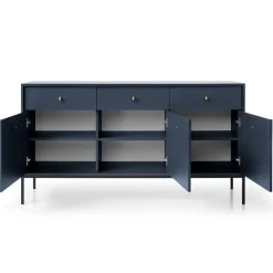 Garnero Arredamenti Madie Moderne|Madie Moderne-Madia 154x83h cm 3 ante con cassetti moderna notte Glory Blu