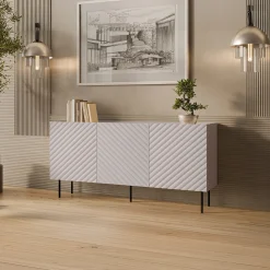 Garnero Arredamenti Credenze Moderne|Madie Moderne-Madia 166x80h cm 3 ante con frontali decorati Daniele Beige