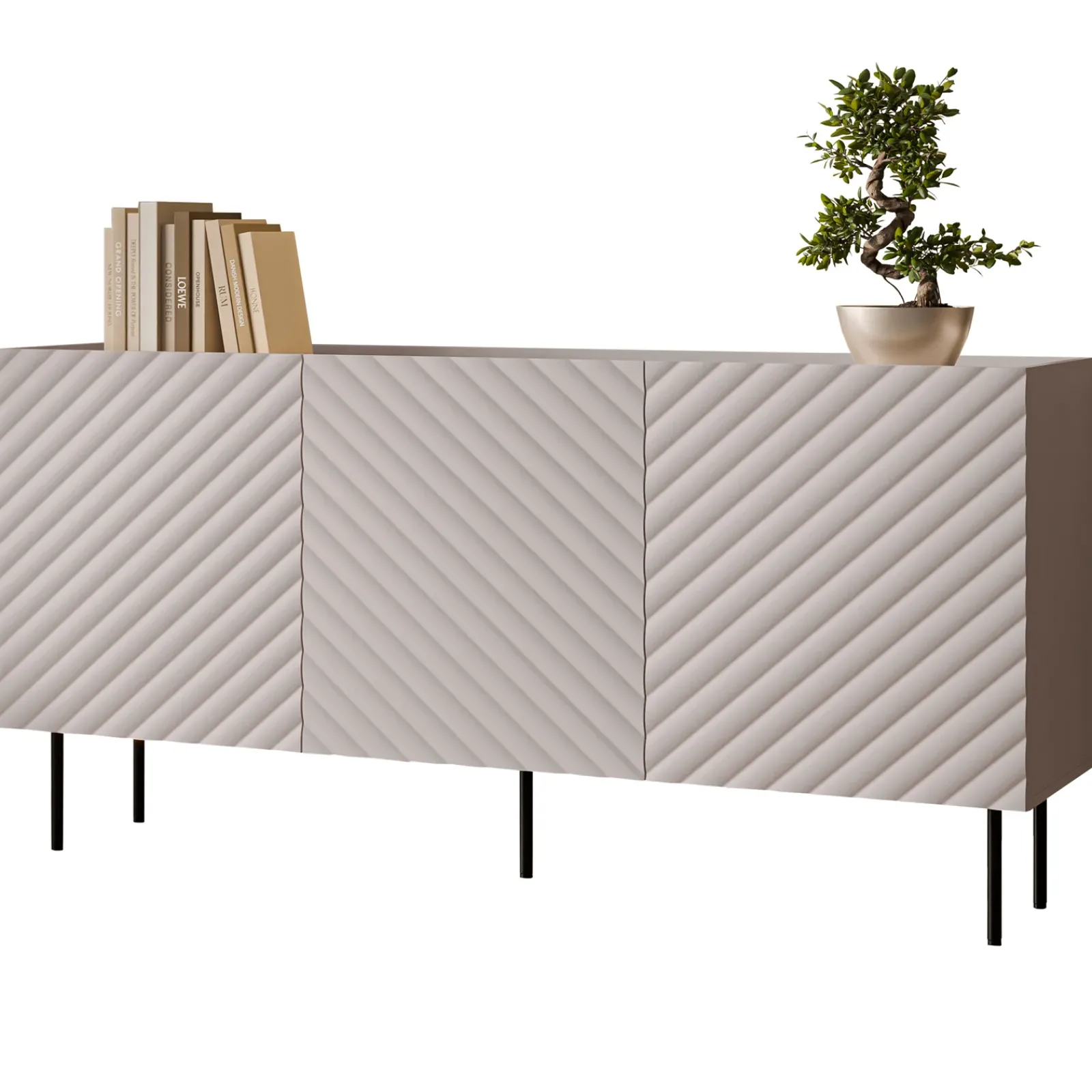 Garnero Arredamenti Credenze Moderne|Madie Moderne-Madia 166x80h cm 3 ante con frontali decorati Daniele Beige