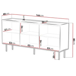 Garnero Arredamenti Credenze Moderne|Madie Moderne-Madia 166x80h cm 3 ante con frontali decorati Daniele Beige