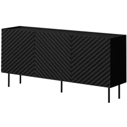 Garnero Arredamenti Credenze Moderne|Madie Moderne-Madia 166x80h cm 3 ante con frontali decorati nero Daniele Nero Opaco