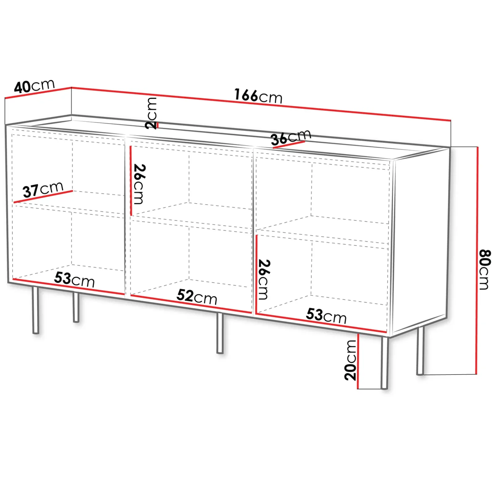 Garnero Arredamenti Credenze Moderne|Madie Moderne-Madia 166x80h cm 3 ante con frontali decorati nero Daniele Nero Opaco