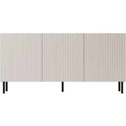 Garnero Arredamenti Credenze Moderne|Madie Moderne-Madia 156x76h cm 3 ante con frontali cannettati beige Ziggy