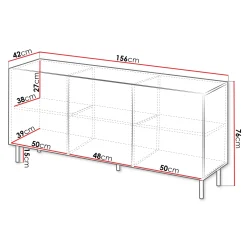 Garnero Arredamenti Credenze Moderne|Madie Moderne-Madia 156x76h cm 3 ante con frontali cannettati beige Ziggy