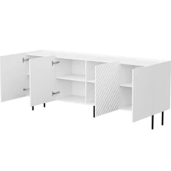 Garnero Arredamenti Credenze Moderne|Madie Moderne-Madia 200x80h cm 4 ante con frontali decorati bianco Daniele Bianco Opaco