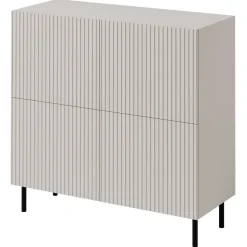Garnero Arredamenti Credenze Moderne|Madie Moderne-Madia 101x106h cm 4 ante con frontali cannettati beige Ziggy
