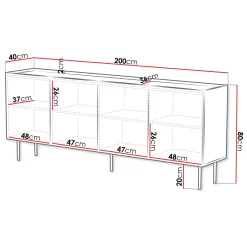 Garnero Arredamenti Credenze Moderne|Madie Moderne-Madia 200x80h cm 4 ante con frontali decorati Daniele Beige