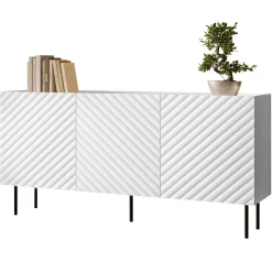 Garnero Arredamenti Credenze Moderne|Madie Moderne-Madia 166x80h cm 3 ante con frontali decorati bianco Daniele Bianco Opaco