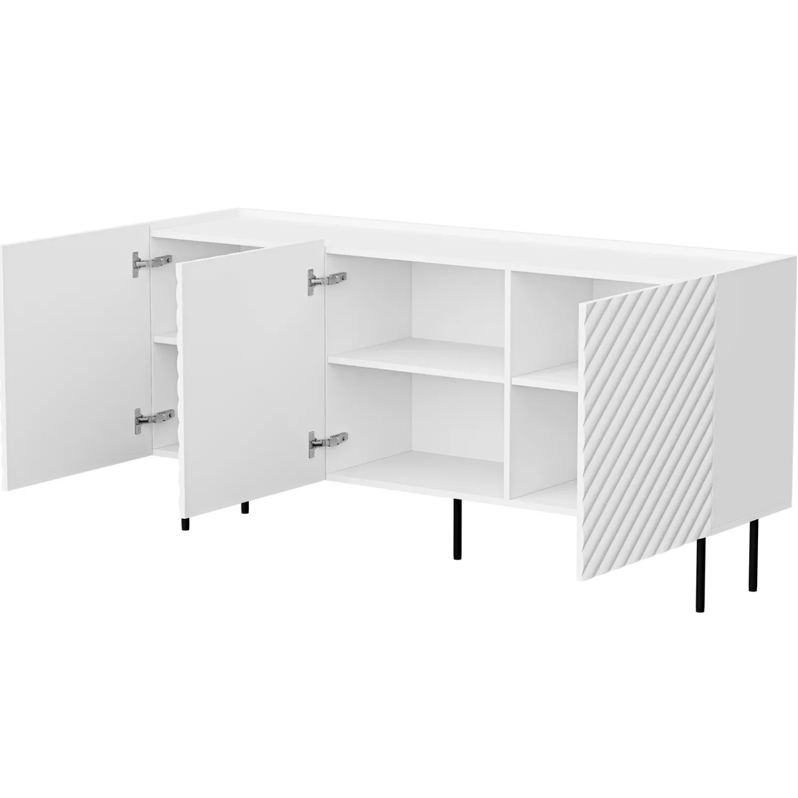 Garnero Arredamenti Credenze Moderne|Madie Moderne-Madia 166x80h cm 3 ante con frontali decorati bianco Daniele Bianco Opaco