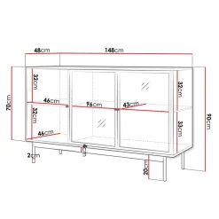 Garnero Arredamenti Madie Moderne|Madie Moderne-Madia 148x90h cm 3 ante con led rovere nero Herning
