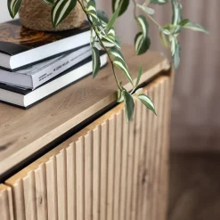 Garnero Arredamenti Madie Moderne|Madie Moderne-Madia 98x83h cm 2 ante con led cannettato nero Camelia Rovere Rustico