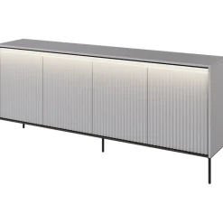 Garnero Arredamenti Madie Moderne|Madie Moderne-Madia 193x83h cm 4 ante con led cannettato nero Camelia Grigio