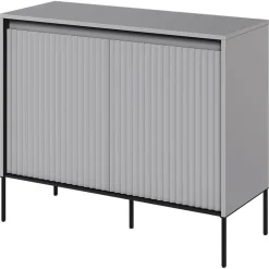 Garnero Arredamenti Madie Moderne|Madie Moderne-Madia 98x83h cm 2 ante con led cannettato nero Camelia Grigio