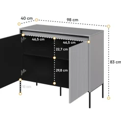 Garnero Arredamenti Madie Moderne|Madie Moderne-Madia 98x83h cm 2 ante con led cannettato nero Camelia Grigio