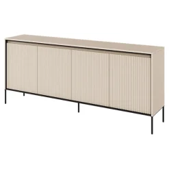 Garnero Arredamenti Madie Moderne|Madie Moderne-Madia 193x83h cm 4 ante con led cannettato nero Camelia Beige