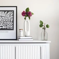 Garnero Arredamenti Madie Moderne|Madie Moderne-Madia 193x83h cm 4 ante con led cannettato nero Camelia Bianco Opaco