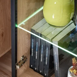 Garnero Arredamenti Credenze Moderne|Madie Moderne-Madia 160x82h cm 4 ante con stampa nera soggiorno noce Mendes