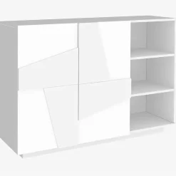 Garnero Arredamenti Madie Moderne|Madie Moderne-Madia 120x86h cm 2 ante e vani a giorno moderna Zenzero Bianco Lucido