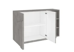 Garnero Arredamenti Madie Moderne|Madie Moderne-Madia 120x86h cm 2 ante e vani a giorno moderna grigio Zenzero Cemento