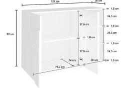 Garnero Arredamenti Madie Moderne|Madie Moderne-Madia 120x86h cm 2 ante e vani a giorno moderna grigio Zenzero Cemento