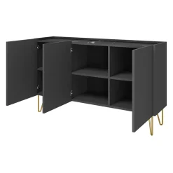 Garnero Arredamenti Madie Moderne|Madie Moderne-Madia 144x83h cm 3 ante moderna grafite marmo nero Visby