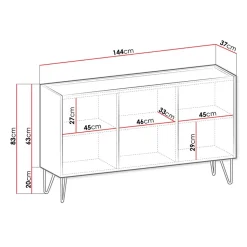 Garnero Arredamenti Madie Moderne|Madie Moderne-Madia 144x83h cm 3 ante moderna grafite marmo nero Visby