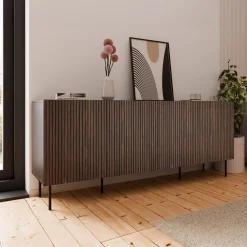 Garnero Arredamenti Madie Moderne|Madie Moderne-Madia 201x81h cm 4 ante moderna noce cannettato Gabiot