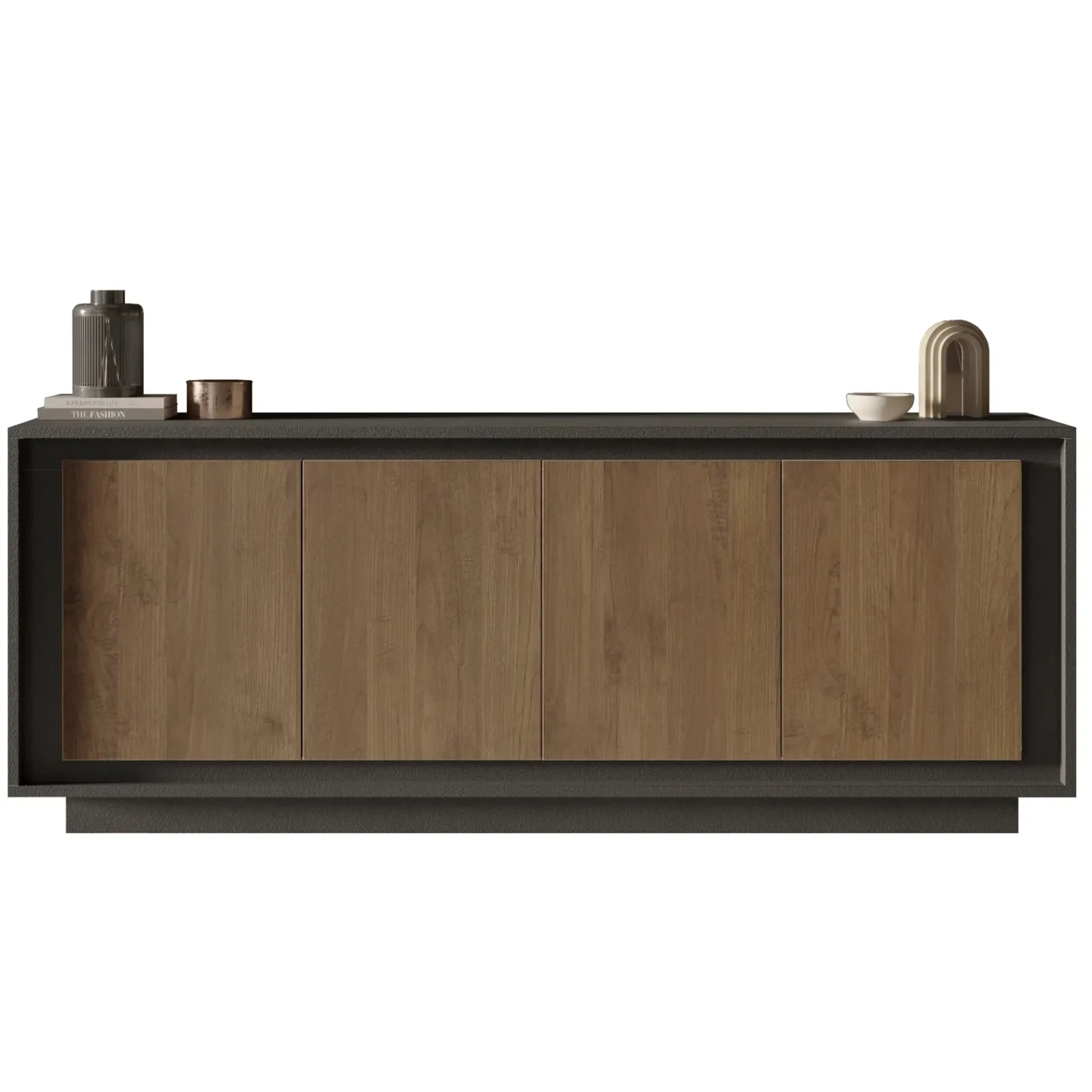 Garnero Arredamenti Credenze Moderne|Madie Moderne-Madia 207x80h cm 4 ante moderna antracite rovere scuro Deluxe Antracite - Rovere Rustico