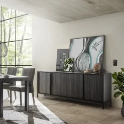 Garnero Arredamenti Madie Moderne|Madie Moderne-Madia 206x86h cm 4 ante moderna nero frassinato Absolut