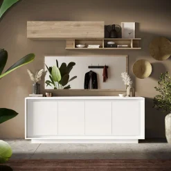 Garnero Arredamenti Credenze Moderne|Madie Moderne-Madia 207x80h cm 4 ante moderna Deluxe Bianco Opaco