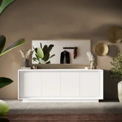 Garnero Arredamenti Credenze Moderne|Madie Moderne-Madia 207x80h cm 4 ante moderna Deluxe Bianco Opaco