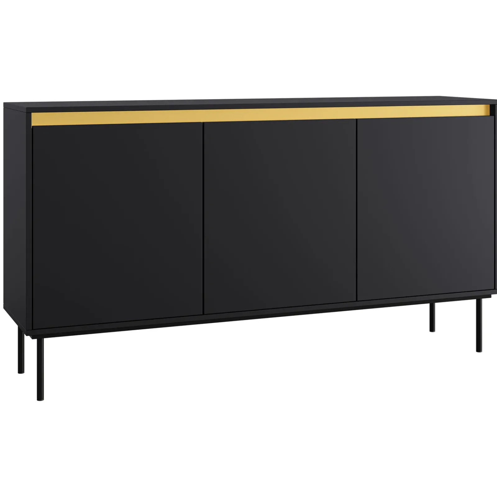 Garnero Arredamenti Credenze Moderne|Madie Moderne-Madia 160x86h cm 3 ante moderna nero oro Praga
