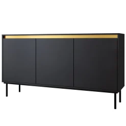 Garnero Arredamenti Credenze Moderne|Madie Moderne-Madia 160x86h cm 3 ante moderna nero oro Praga